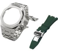 INFRI Ensemble de Bracelet de Montre en Métal et de Bézél de Boîtier de Montre + Bracelet en Fluorocaoutchouc, Pour GA2100 GA2110 GAB2100 GM2100 Kit de Mod pour Montre Complet, GA-2100 or GA-2110