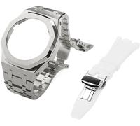 INFRI Ensemble de combinaison de bracelet de montre en métal + bracelet de montre en caoutchouc fluorescent, pour GA2100 GA2110 GAB2100 GM2100 GM2100 Mod Kit pour montre complète