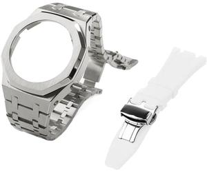 INFRI Ensemble de combinaison de bracelet de montre en métal + bracelet de montre en caoutchouc fluorescent, pour GA2100 GA2110 GAB2100 GM2100 GM2100 Mod Kit pour montre complète
