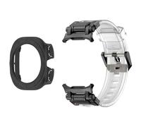 INFRI Étui de bracelet 2 en 1 pour Samsung Galaxy Watch 7 Ultra 47 mm Bracelet en silicone Housse de protection d'écran pour Galaxy Watch 7 Ultra WatchBands(Transparent black)