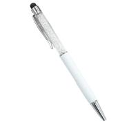 INFRI Lot de 10 stylos à bille en métal avec logo personnalisé, gravure personnalisée, pour écran tactile, cadeau scolaire, publicité (blanc)