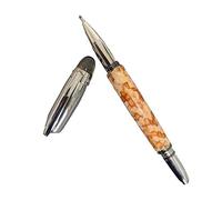 INFRI Star Stylo plume à bille en métal avec inscription rouge et pierre jaune (B)