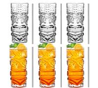 INFTYLE Lot de verres Tiki transparents de 177 à 414 ml, verres à cocktail modernes parfaits pour les cocktails exotiques, Mai Tai, cocktails de style hawaïen, ensemble de boissons tropicales