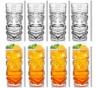 INFTYLE Lot de verres Tiki transparents de 237 à 414 ml, verres à cocktail Tiki modernes, parfaits pour les cocktails exotiques, Mai Tai, cocktails de style hawaïen, ensemble de boissons tropicales