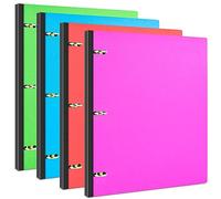 INFUN Lot de 4 classeurs télescopiques à 3 anneaux - Classeur portable en plastique avec dos télescopique, classeur à 3 anneaux avec couverture avant pliable pouvant contenir du papier de 21,6 x 27,9