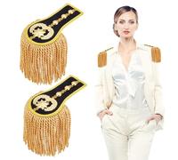 INFUNLY 1 paire d'épaulettes d'uniforme de 12,9 x 8,5 cm, épaulettes amovibles avec épingles à franges noires, épaulette d'orchestre pour décoration de fête costumée, festival