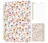 INFUNLY Bloc-notes à spirale, aquarelle, motif fleurs sauvages, 5,5 x 8,3 cm, journal à spirales, motif floral, coloré, pour le bureau, l'école, cadeaux