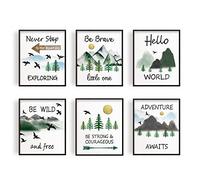 INFUNLY Ensemble de 6 Inspirante Impression d'art Mural sans Cadre Impressions sur Toile Art Montagne Forêt Mur Moderne Esthétique Oeuvre 8 x 10 Pouces
