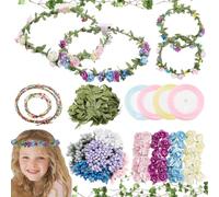 INFUNLY Lot de 12 couronnes de fleurs faites à la main pour faire vos propres couronnes florales, guirlandes de fleurs pour fête, accessoires pour cheveux, décorations pour mariage, anniversaire,