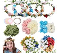 INFUNLY Lot de 12 kits de bricolage couronnes de fleurs - Fabriquez vos propres guirlandes de couronnes de fleurs - Kit couronnes de fleurs faites main - Couronnes de fleurs accessoires cheveux tête