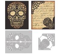 INFUNLY Lot de 2 matrices de découpe en métal en forme de tête de mort pour la fabrication de cartes, le scrapbooking, les albums, les cartes d'Halloween, les loisirs créatifs