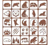 INFUNLY Lot de 25 pochoirs de peinture murale réutilisables en forme de griffe d'ours pour travaux manuels, meubles en bois de ciment, chambre d'enfant, chambre à coucher - 15 x 14 cm