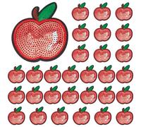 INFUNLY Lot de 30 écussons à paillettes en forme de pomme rouge thermocollant 7,1 x 6,1 cm, motif fruits pour vêtements, accessoires de bricolage