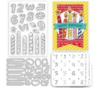 INFUNLY Lot de 5 bougies d'anniversaire transparentes - Pochoir de peinture en forme de chiffres - 19,8 à 15 cm - En métal - Pour la fabrication de cartes et le scrapbooking