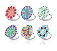 INFUNLY Lot de 6 miroirs compacts pour peinture diamant par numéro, motif mandala, fleur, miroir de poche, miroir de maquillage portable, miroir grossissant et pliable pour femme