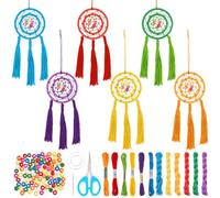 INFUNLY Lot de 6 petits attrape-rêves à double anneau pour adultes et débutants - Kit d'attrape-rêves à faire soi-même - Instructions incluses (français non garanti) - Ornement à suspendre au mur ou à