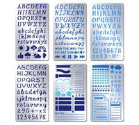 INFUNLY Lot de 6 pochoirs en métal en acier inoxydable avec lettres de l'alphabet et chiffres 14 x 8 cm - Pour gravure, peinture, dessin, scrapbooking, marque-pages, loisirs créatifs