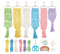 INFUNLY Lot de 6 porte-clés en macramé - Couleurs mélangées - Mini porte-clés bohème - Pour sac à main, téléphone - Instructions incluses (français non garanti)