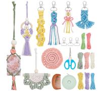 INFUNLY Lot de 8 kits de macramé à faire soi-même pour adultes et débutants - Bracelet en macramé bohème - Porte-clés - Feuilles en macramé - Décoration murale avec instructions (français non garanti)