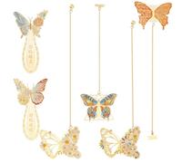 INFUNLY Marque-page en métal avec papillons et fleurs - 6 styles - Marque-page de lecture avec chaîne pour femme, amoureuse, amie, lectrice, remise de diplôme