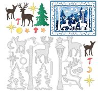 INFUNLY Matrices de découpe en métal en forme d'arbre et d'élan pour la fabrication de cartes - Pochoirs de gaufrage pour scrapbooking, album, décoration de cartes en papier