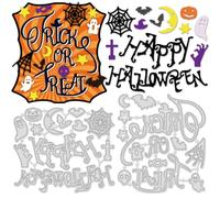 INFUNLY Matrices de découpe en métal « Happy Halloween » - Pour fabrication de cartes - Pochoir pour scrapbooking, journalisme, emballage cadeau, décoration photo
