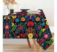 INFUNLY Mexique Nappe rectangulaire 152 x 24 cm - Pour Halloween, Cinco De Mayo Fiesta Fête Jour des Morts - Nappe à fleurs colorée - Lavable - Pour cuisine, pique-nique, dîner