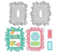 INFUNLY Nesting Frame Die Cut Lace Flower Eage Metal Die Cut Rectangle Border Cutting Dies for Card Making DIY Scrapbooking Album Decorative Gaufrage Paper Dies