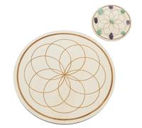 INFUNLY Panneau de géométrie sacrée en bois et cristal - 24,9 cm - Plaque ronde pour amplifier la puissance de vos cristaux pour autel, yoga, méditation, sorcellerie