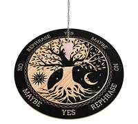 INFUNLY Pendule de sorcière arbre de vie rond en bois - Tableau de divination - 20,1 cm - Tableau de message métaphysique avec collier en cristal - Kit de fournitures d'autel Wicca