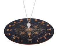 INFUNLY Pendule de sorcière, yeux, runes, planche planchette en bois, planche à message métaphysique de 7,9 pouces avec collier pendulaire en cristal pour débutants, accessoires d'autel de sorcellerie