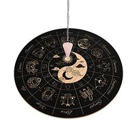 INFUNLY Planche de pendule en bois Yin Yang douze constellations sorcière radiesthésie divination Planchette de 20,1 cm Tableau Ouija en bois pour les débutants, autel de sorcellerie