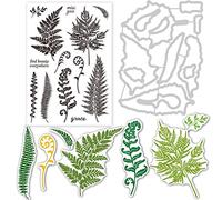 INFUNLY Plant Die Cuts Leaf Metal Cutting Dies Feuille de Fougère Ensemble de Tampons Transparents Gabarit de Gaufrage pour Papier de Bricolage Art Craft Scrapbooking Album Photo Décor