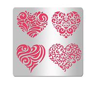 INFUNLY Pochoir en métal en forme de cœur pour peinture, dessin en acier inoxydable, 15,6 cm, modèles réutilisables en métal pour bricolage, peinture, scrapbooking, Saint-Valentin, carte de vœux