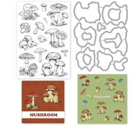 INFUNLY Tampons et matrices pour la fabrication de cartes,Tampons transparents en forme de champignon,Cadre en métal, le scrapbooking, les décorations d'album photo