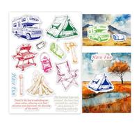 INFUNLY Tampons transparents en caoutchouc pour la fabrication de cartes - Tampon en caoutchouc coloré pour bricolage, scrapbooking, plein air, voyage, série et phrases, 33 cm x 25 cm, plastique