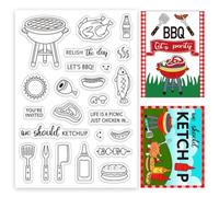 INFUNLY Tampons transparents sur le thème du barbecue pour la fabrication de cartes et la cuisson des aliments, tampons en caoutchouc transparents, sceaux, outils de cuisine, tampon en silicone pour