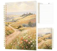 INFUNLY Wildflowers Aesthetic Spiral Notebook for Writing, Work & Office | 12,7 x 22,6 cm, portable, 80 pages, spirale plate à 180°, couverture rigide étanche, design esthétique de la nature