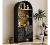 infurnic Armoire de Rangement en Arche avec Porte en Bois de hêtre, vitrine arquée de 152,4 cm, Armoire Buffet de Style Rustique à 4 Niveaux avec Rangement pour Salle à Manger, Salon, Bureau à