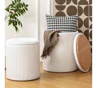 infurnic Lot de 2 ottomanes avec rangement, ottomane ronde en velours, tabouret rembourré en éponge pour coiffeuse, supporte 100 kg, table d'appoint multifonctionnelle pour salon,