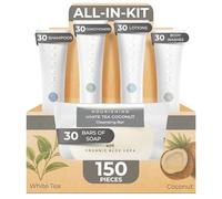 Infuse Pure White Tea and Coconut Hotel Soaps and Toiletries Bulk Set | 1-Shoppe All-In-Kit for Hotels | 1oz Shampoo & Conditioner, Body Wash, Lotion & 1.25oz Bar Soap | Travel Size 150 Pieces
