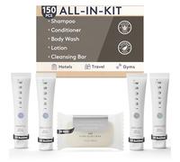 Infuse Pure White Tea and Coconut Hotel Soaps and Toiletries Bulk Set | 1-Shoppe All-In-Kit for Hotels | 1oz Shampoo & Conditioner, Body Wash, Lotion & 1.25oz Bar Soap | Travel Size 150 Pieces