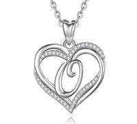 INFUSEU Alphabet O Initial Collier, Lettre A-Z Pendentif Cubic Zirconia CZ Nom Double Coeur Bijoux 20 Pouces Chaîne Cadeaux Personnalisés Pour Femmes Filles