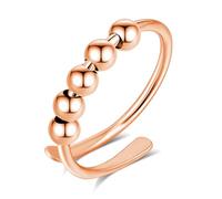 INFUSEU Bague Anti Stress, Perles Bague Or Rose D'anxiete Réglable Bague Signe de l'infini Tournant Anneau Ouvert Spinner Anxiété Fidget pour Femme