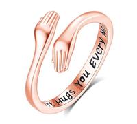 INFUSEU Bague Câlin, Bagues Anneau De Câlin Bijou Ajustable Argent Sterling 925 Bague Love Cadeau pour Elle Femme