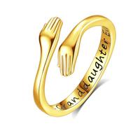 INFUSEU Bague Câlin, Bagues Anneau De Câlin Bijou Ajustable Argent Sterling 925 Bague Love Cadeau pour Elle Femme