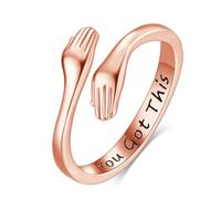 INFUSEU Bague Câlin, Bagues Embrace Anneau De Câlin 18K Or Rose Bijou Ajustable Argent Sterling 925 Gravure ''You Got This'' Bague Love Cadeau pour Elle Femme
