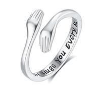 INFUSEU Bague Câlin, Bagues Embrace Anneau De Câlin Bijou Ajustable Argent Sterling 925 Bague Love Cadeau pour Elle Femme