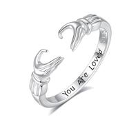 INFUSEU Bague Câlin, Bagues Embrace Anneau De Câlin Bijou Argent Sterling 925 Bague Love Ajustable Cadeau pour Elle Femme