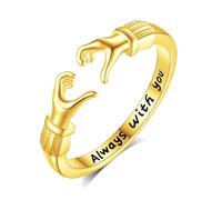 INFUSEU Bague Câlin en Or, Bagues Embrace Anneau De Câlin Bijou Argent Sterling 925 Ajustable Bague Love Cadeau pour Elle Femme
